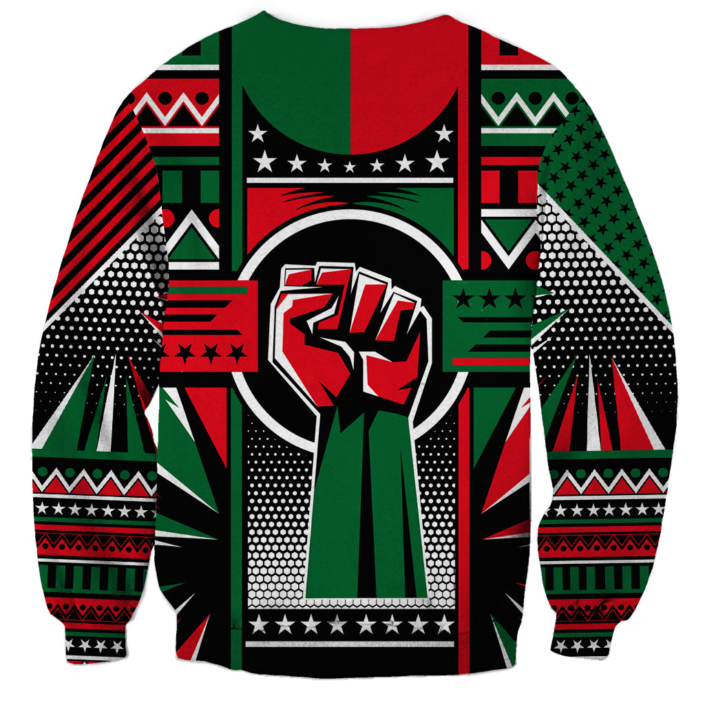 Power Fist And Patterns In Pan African Sweatshirt - Wonder Print Shop