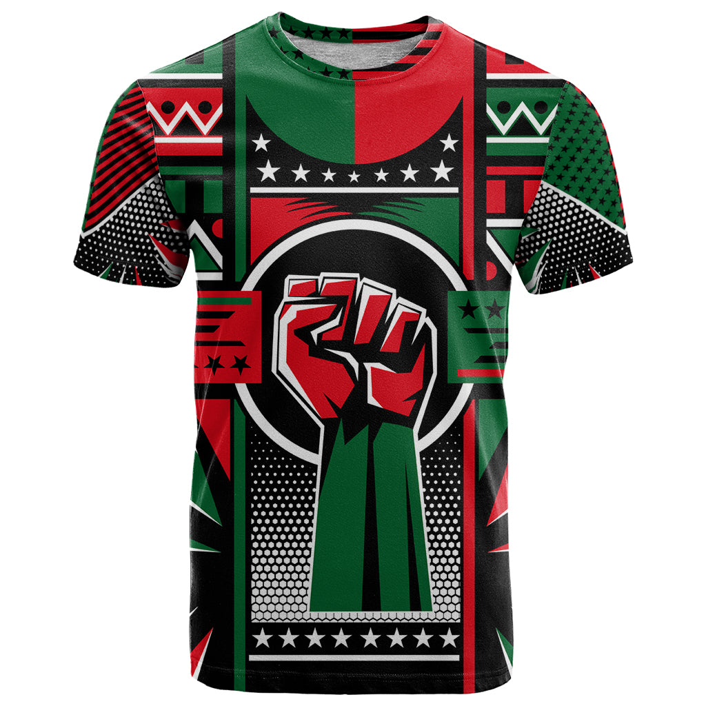 Power Fist And Patterns In Pan African T Shirt - Wonder Print Shop