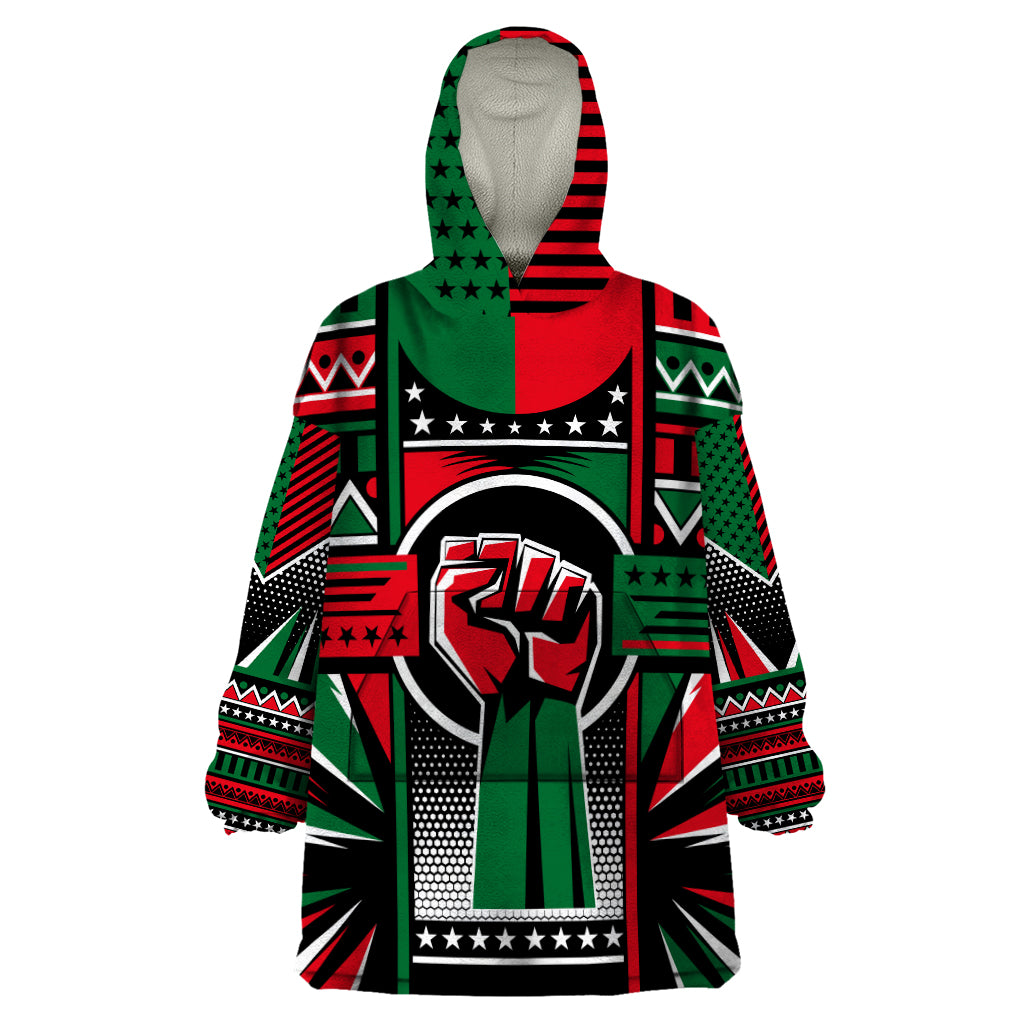 Power Fist And Patterns In Pan African Wearable Blanket Hoodie - Wonder Print Shop