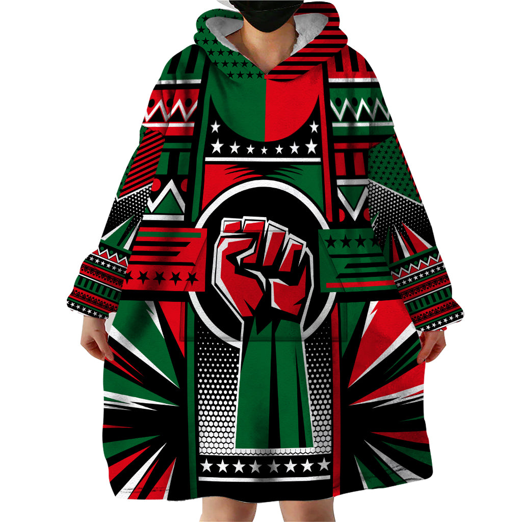 Power Fist And Patterns In Pan African Wearable Blanket Hoodie - Wonder Print Shop