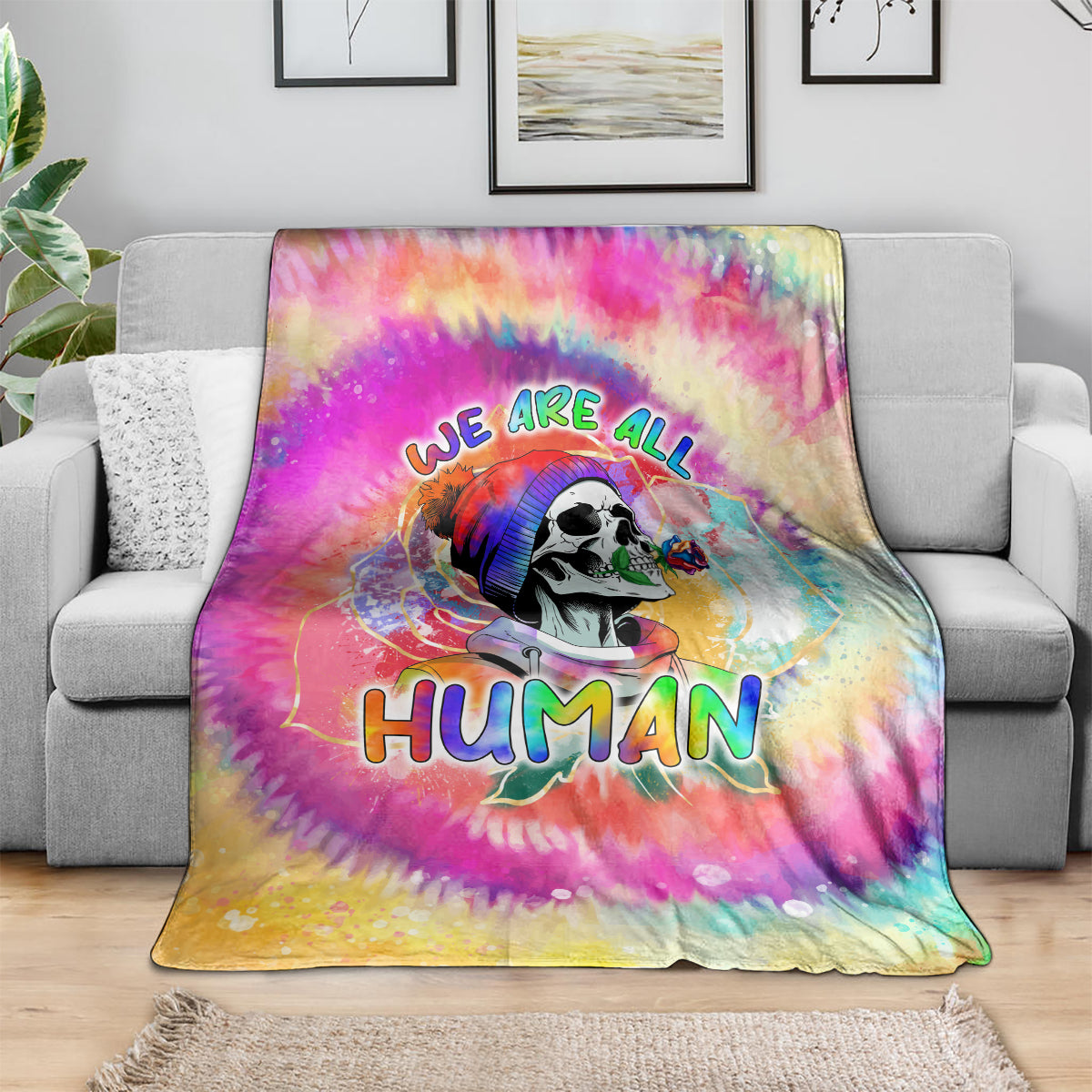 we-are-all-human-lgbt-blanket-skull-tie-dye