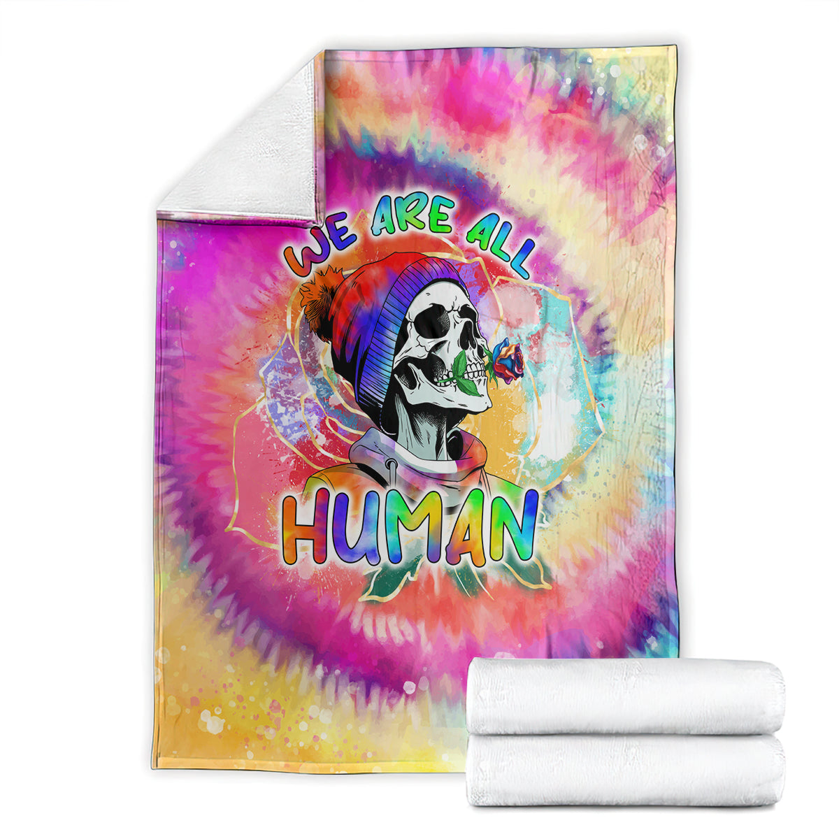 we-are-all-human-lgbt-blanket-skull-tie-dye