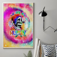 We Are All Human LGBT Canvas Wall Art Skull Tie Dye - Wonder Print Shop
