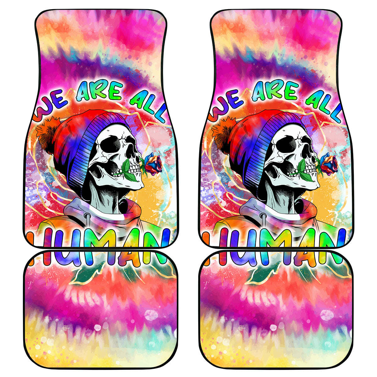 We Are All Human LGBT Car Mats Skull Tie Dye - Wonder Print Shop