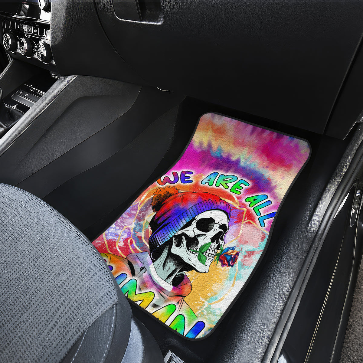 We Are All Human LGBT Car Mats Skull Tie Dye - Wonder Print Shop