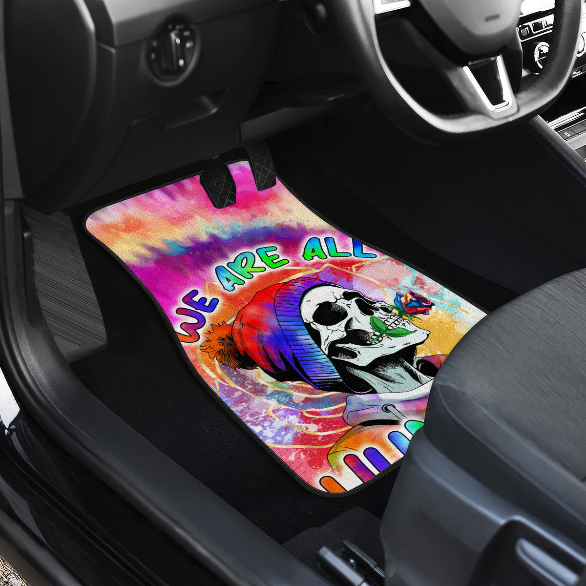 We Are All Human LGBT Car Mats Skull Tie Dye - Wonder Print Shop