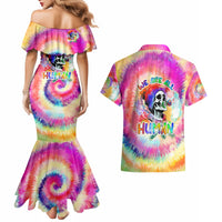 We Are All Human LGBT Couples Matching Mermaid Dress and Hawaiian Shirt Skull Tie Dye - Wonder Print Shop