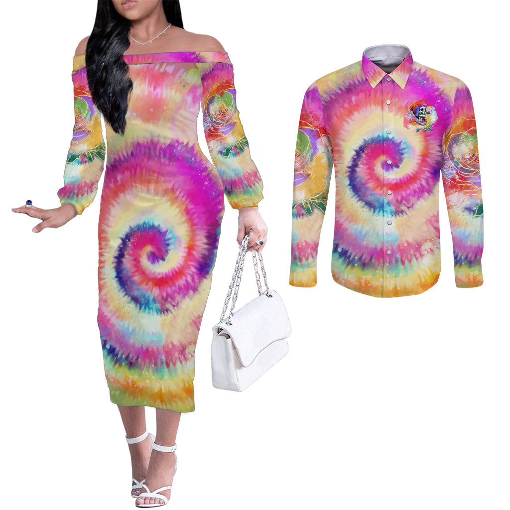 we-are-all-human-lgbt-couples-matching-off-the-shoulder-long-sleeve-dress-and-long-sleeve-button-shirt-skull-tie-dye