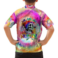 We Are All Human LGBT Family Matching Long Sleeve Bodycon Dress and Hawaiian Shirt Skull Tie Dye - Wonder Print Shop