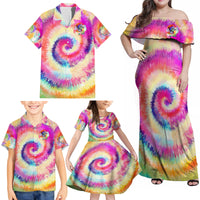 We Are All Human LGBT Family Matching Off Shoulder Maxi Dress and Hawaiian Shirt Skull Tie Dye - Wonder Print Shop