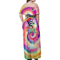 We Are All Human LGBT Family Matching Off Shoulder Maxi Dress and Hawaiian Shirt Skull Tie Dye - Wonder Print Shop