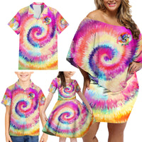 We Are All Human LGBT Family Matching Off Shoulder Short Dress and Hawaiian Shirt Skull Tie Dye - Wonder Print Shop
