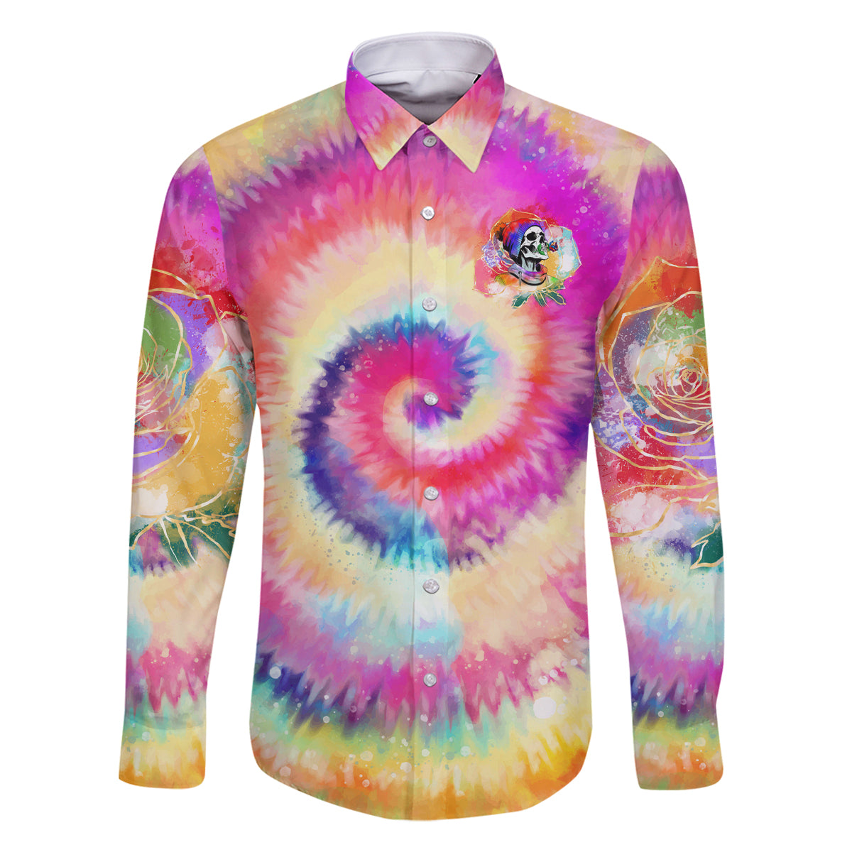 We Are All Human LGBT Family Matching Off Shoulder Short Dress and Hawaiian Shirt Skull Tie Dye - Wonder Print Shop