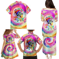 We Are All Human LGBT Family Matching Puletasi Dress and Hawaiian Shirt Skull Tie Dye - Wonder Print Shop