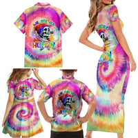 We Are All Human LGBT Family Matching Short Sleeve Bodycon Dress and Hawaiian Shirt Skull Tie Dye - Wonder Print Shop