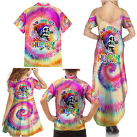 We Are All Human LGBT Family Matching Summer Maxi Dress and Hawaiian Shirt Skull Tie Dye - Wonder Print Shop