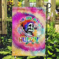 We Are All Human LGBT Garden Flag Skull Tie Dye - Wonder Print Shop