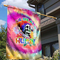 We Are All Human LGBT Garden Flag Skull Tie Dye - Wonder Print Shop