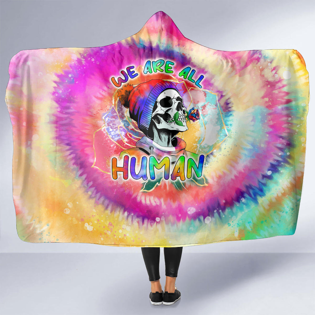 we-are-all-human-lgbt-hooded-blanket-skull-tie-dye