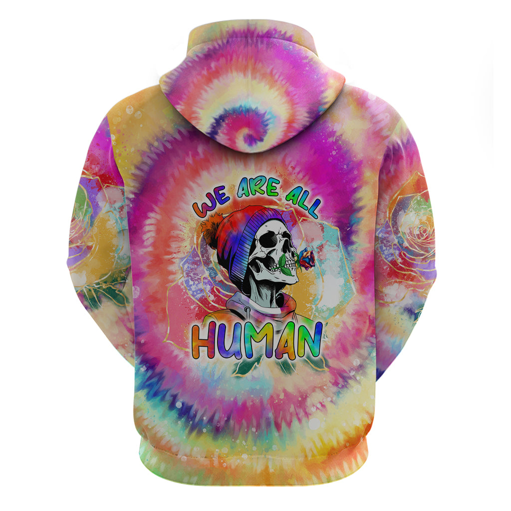 We Are All Human LGBT Hoodie Skull Tie Dye - Wonder Print Shop