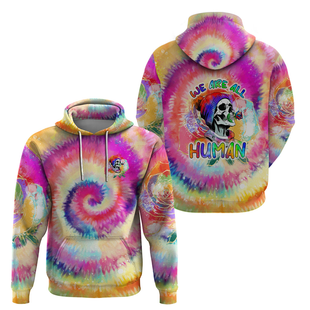 We Are All Human LGBT Hoodie Skull Tie Dye - Wonder Print Shop