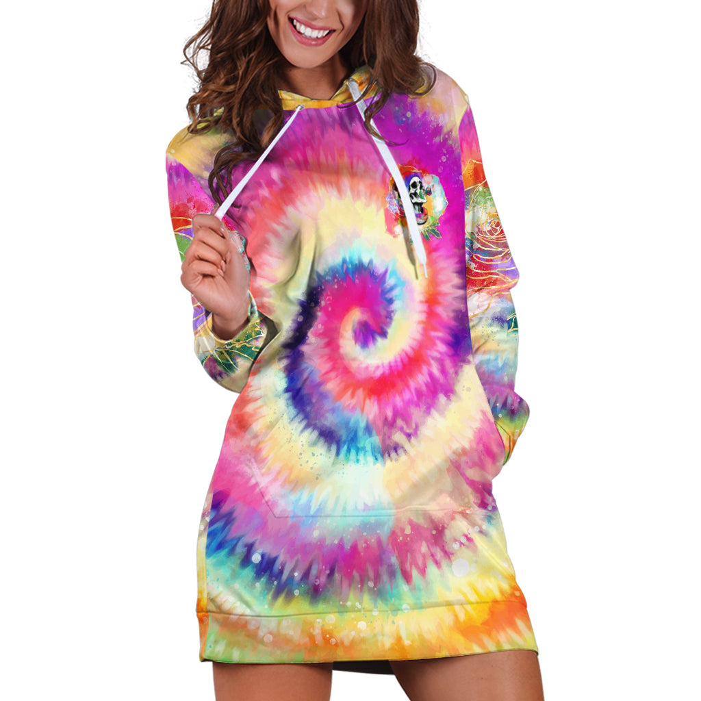 We Are All Human LGBT Hoodie Dress Skull Tie Dye - Wonder Print Shop