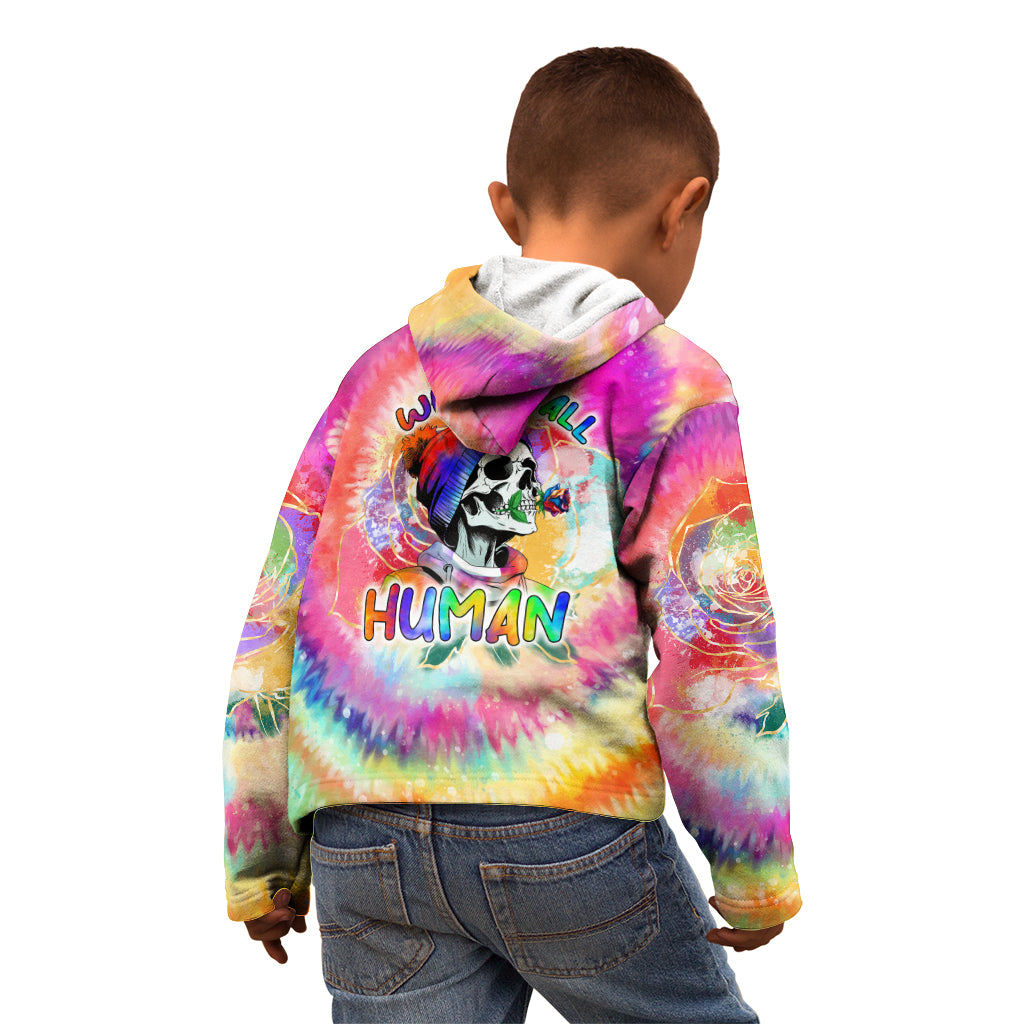 We Are All Human LGBT Kid Hoodie Skull Tie Dye - Wonder Print Shop