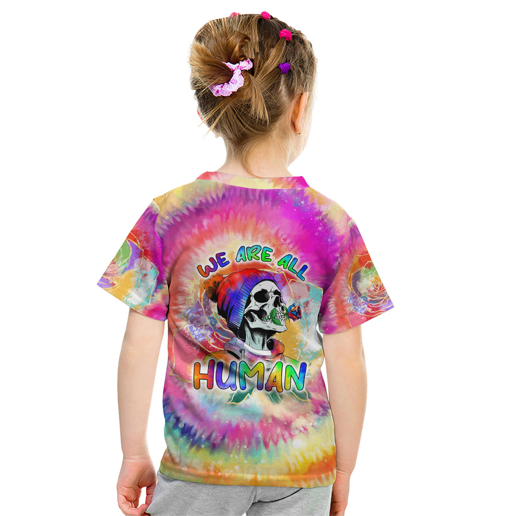 We Are All Human LGBT Kid T Shirt Skull Tie Dye - Wonder Print Shop