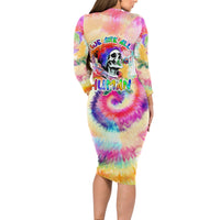 We Are All Human LGBT Long Sleeve Bodycon Dress Skull Tie Dye - Wonder Print Shop