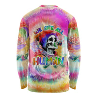 We Are All Human LGBT Long Sleeve Shirt Skull Tie Dye - Wonder Print Shop
