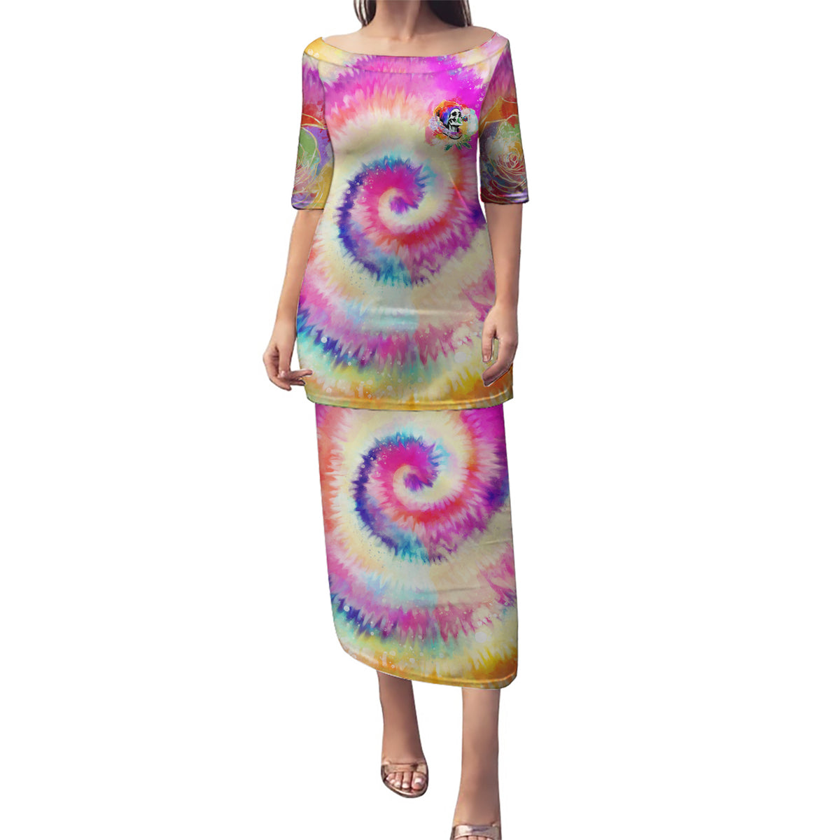 We Are All Human LGBT Puletasi Skull Tie Dye - Wonder Print Shop