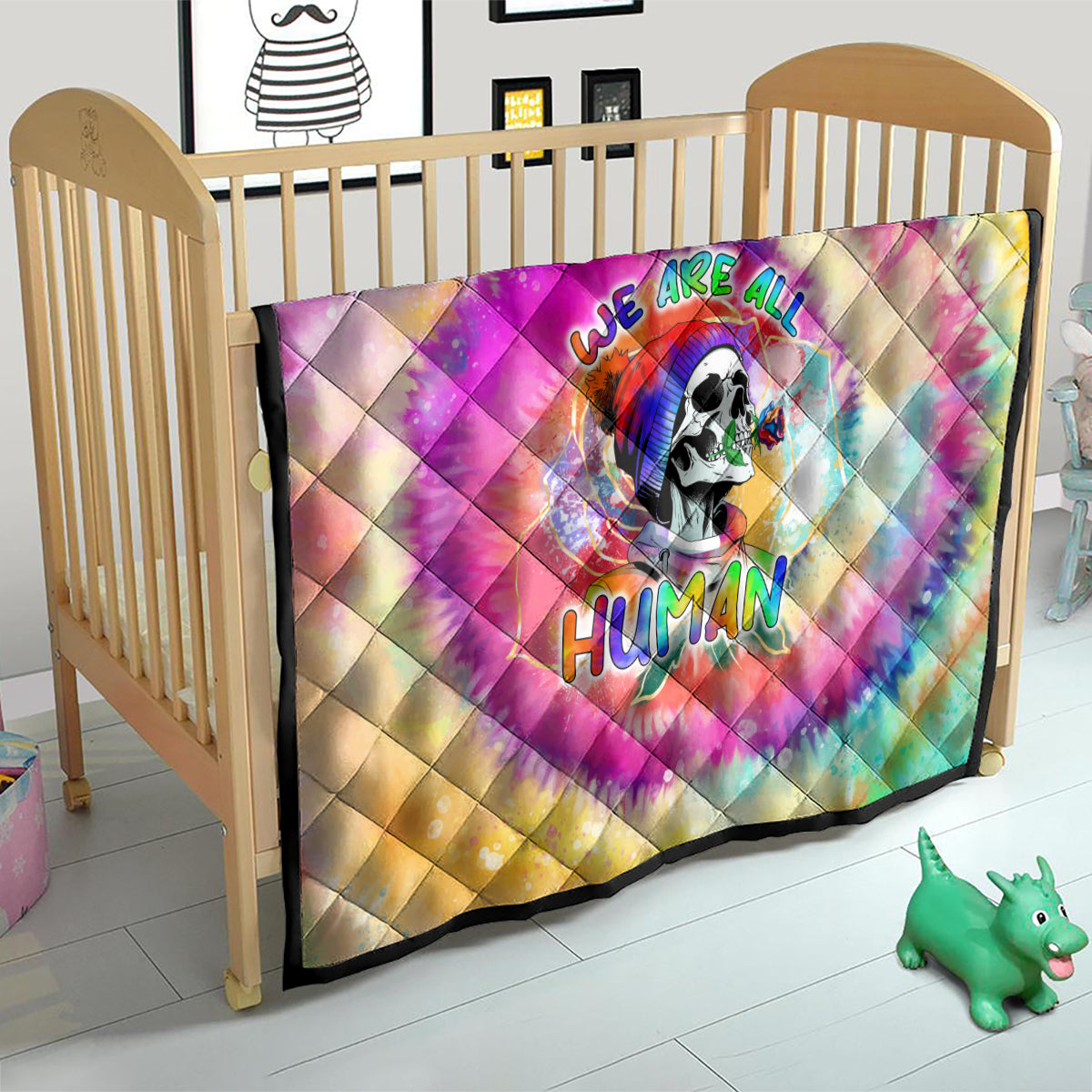 We Are All Human LGBT Quilt Skull Tie Dye - Wonder Print Shop