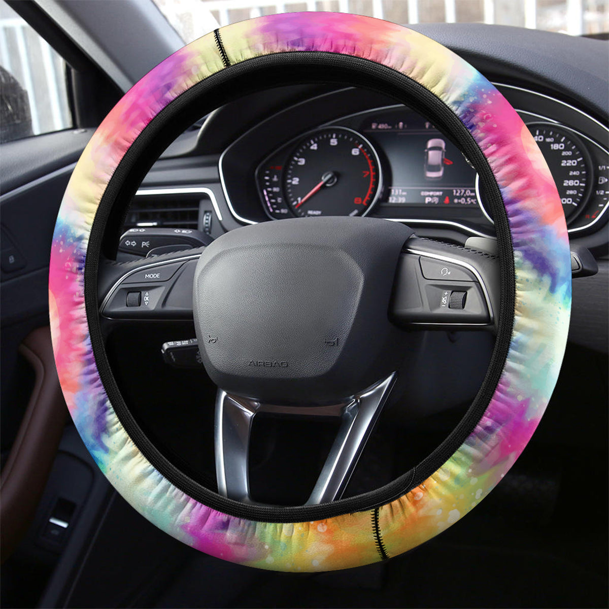 We Are All Human LGBT Steering Wheel Cover Skull Tie Dye - Wonder Print Shop
