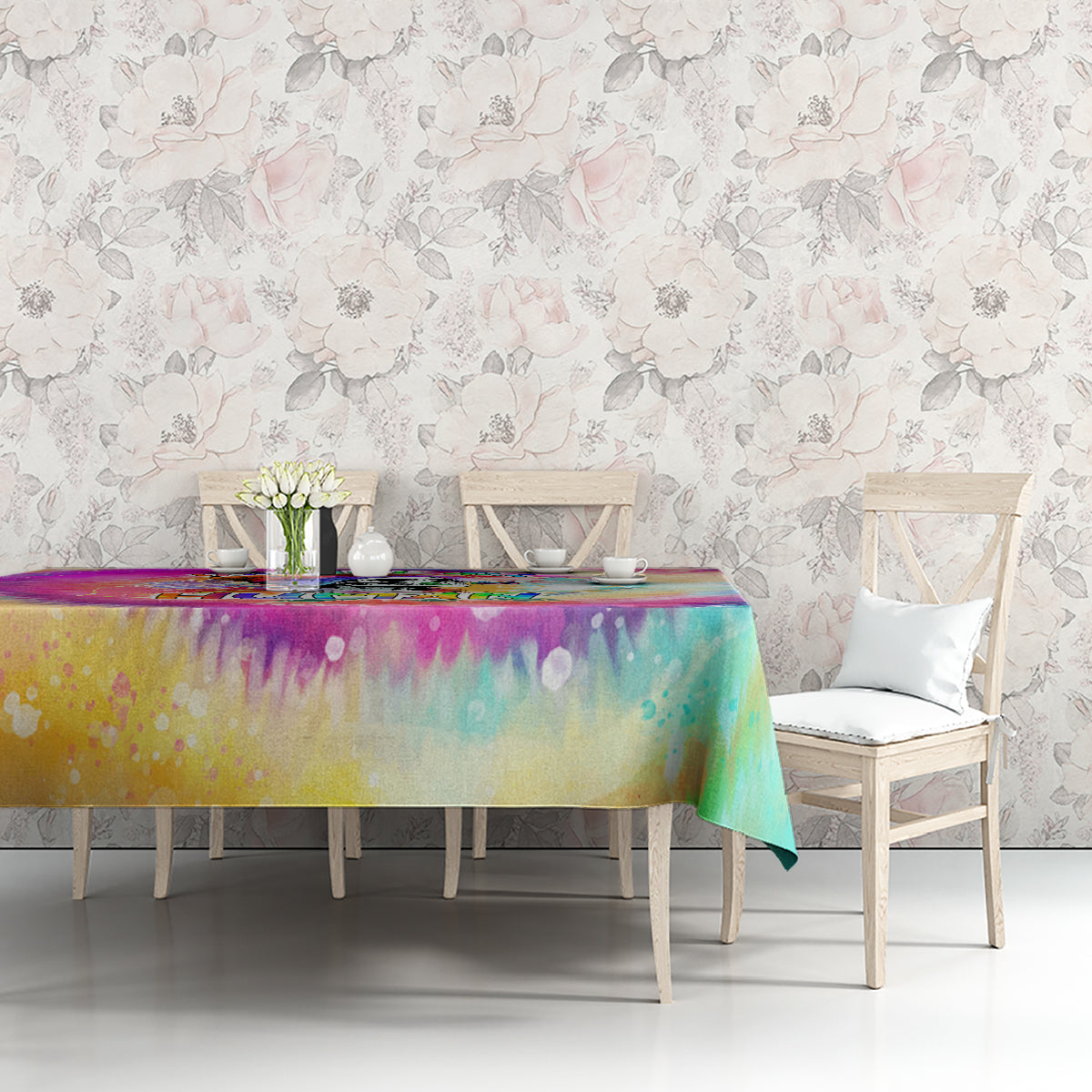 We Are All Human LGBT Tablecloth Skull Tie Dye - Wonder Print Shop