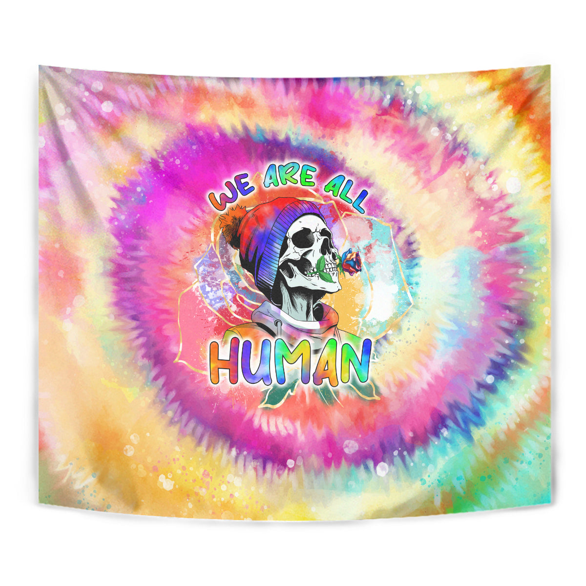 We Are All Human LGBT Tapestry Skull Tie Dye - Wonder Print Shop