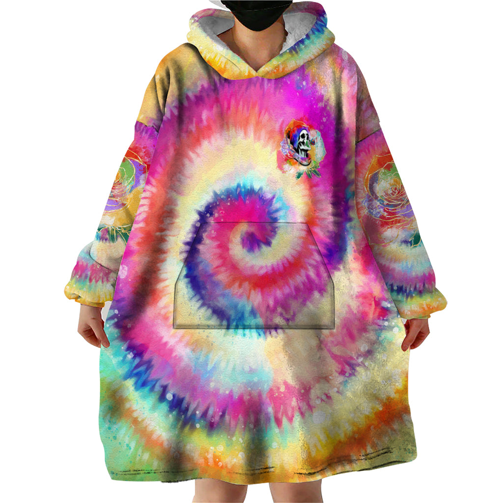 We Are All Human LGBT Wearable Blanket Hoodie Skull Tie Dye - Wonder Print Shop