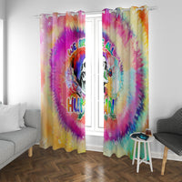 We Are All Human LGBT Window Curtain Skull Tie Dye - Wonder Print Shop