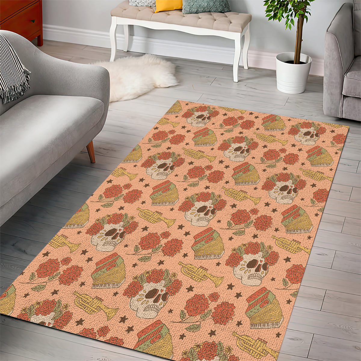 Day of the Dead Area Rug Sugar Skulls - Wonder Print Shop