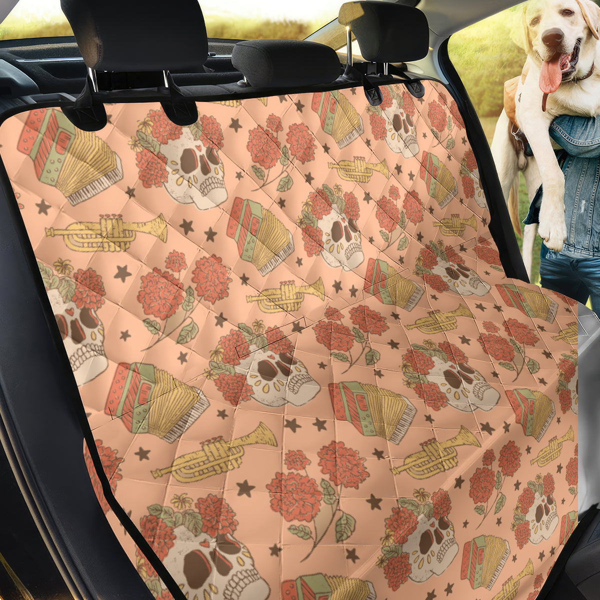 Day of the Dead Back Car Seat Cover Sugar Skulls - Wonder Print Shop