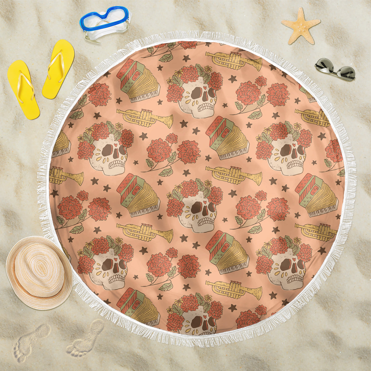 Day of the Dead Beach Blanket Sugar Skulls - Wonder Print Shop