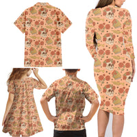 Day of the Dead Family Matching Long Sleeve Bodycon Dress and Hawaiian Shirt Sugar Skulls - Wonder Print Shop