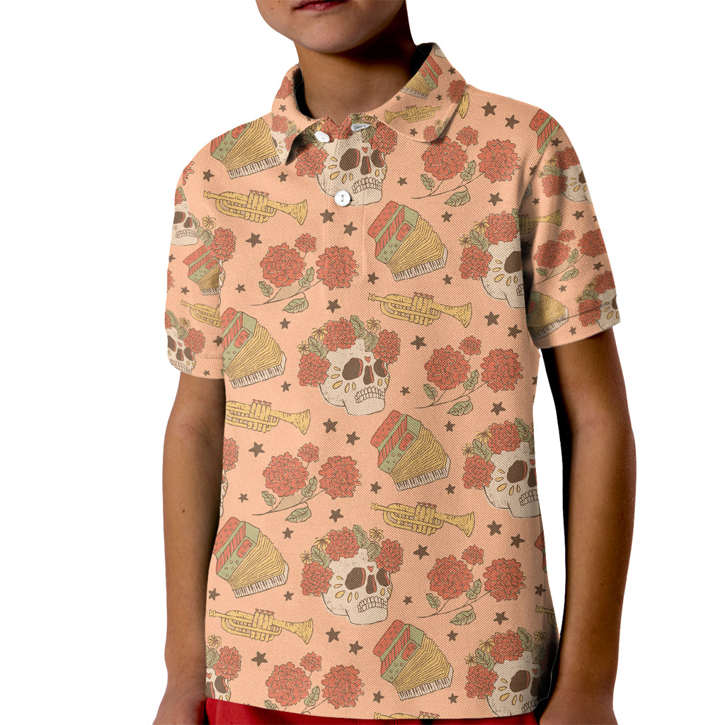 Day of the Dead Kid Polo Shirt Sugar Skulls - Wonder Print Shop