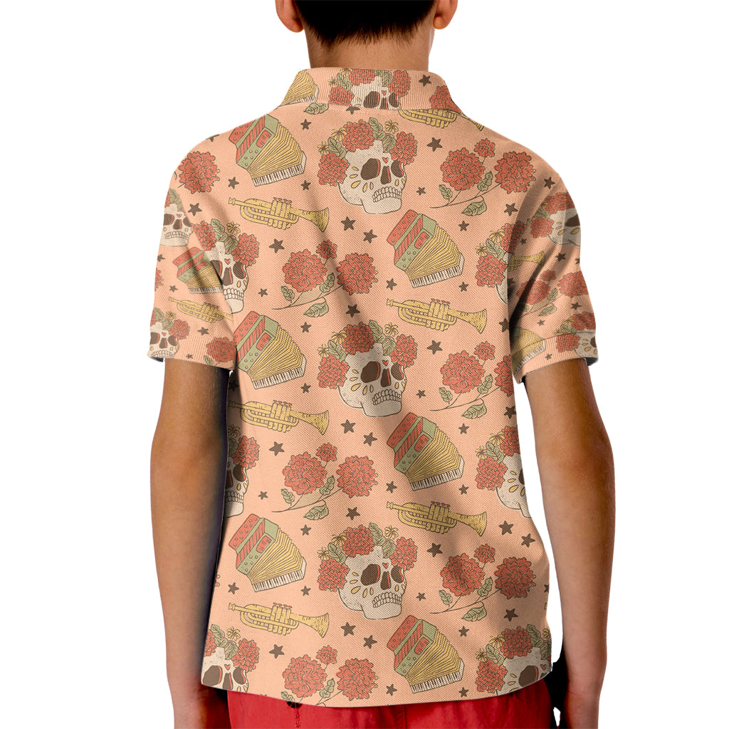 Day of the Dead Kid Polo Shirt Sugar Skulls - Wonder Print Shop