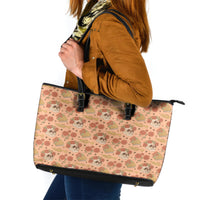 Day of the Dead Leather Tote Bag Sugar Skulls - Wonder Print Shop