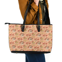 Day of the Dead Leather Tote Bag Sugar Skulls - Wonder Print Shop