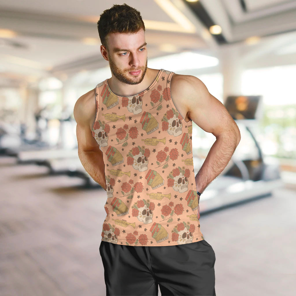 Day of the Dead Men Tank Top Sugar Skulls - Wonder Print Shop