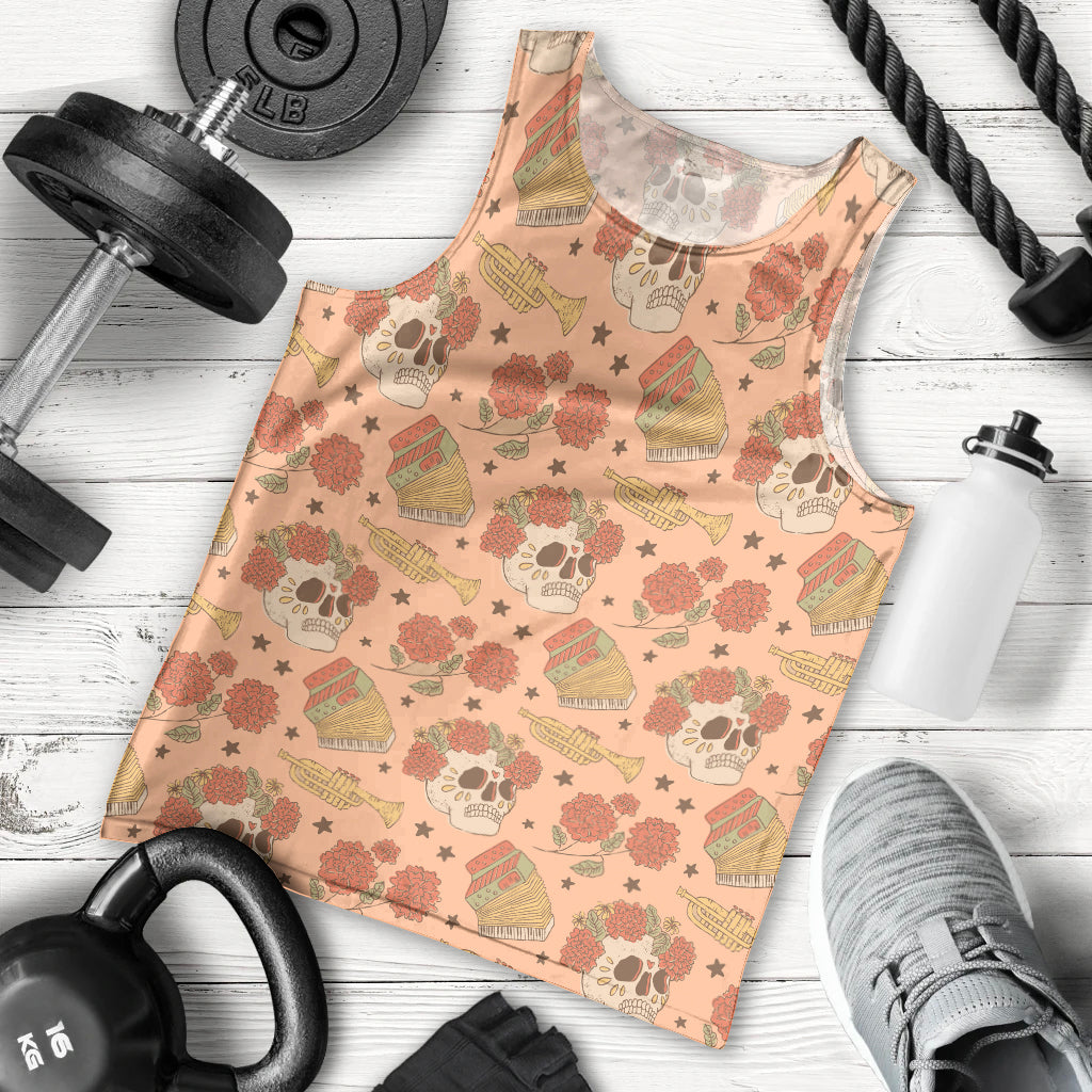 Day of the Dead Men Tank Top Sugar Skulls - Wonder Print Shop