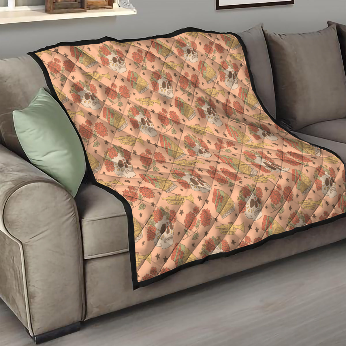 Day of the Dead Quilt Sugar Skulls - Wonder Print Shop