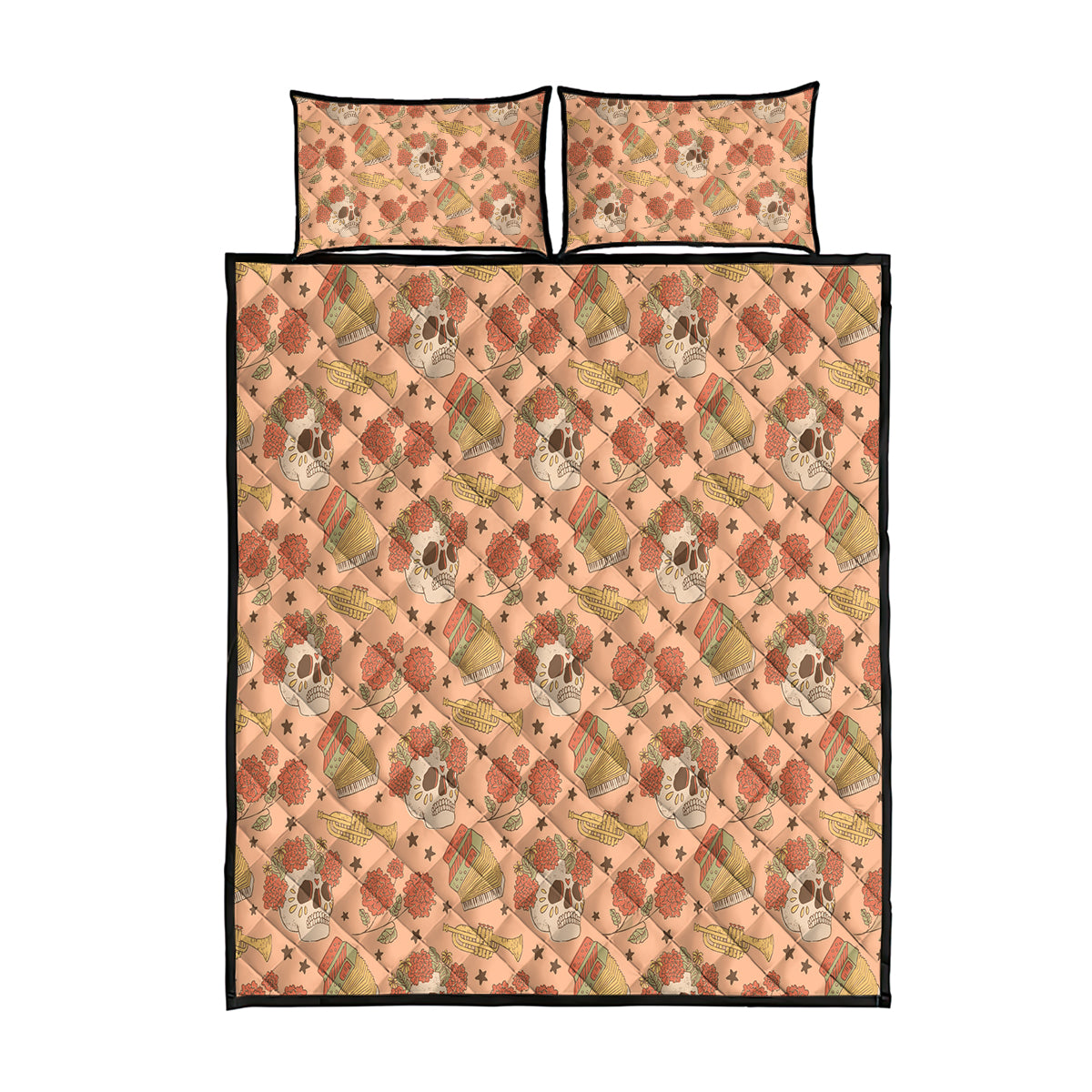 Day of the Dead Quilt Bed Set Sugar Skulls - Wonder Print Shop