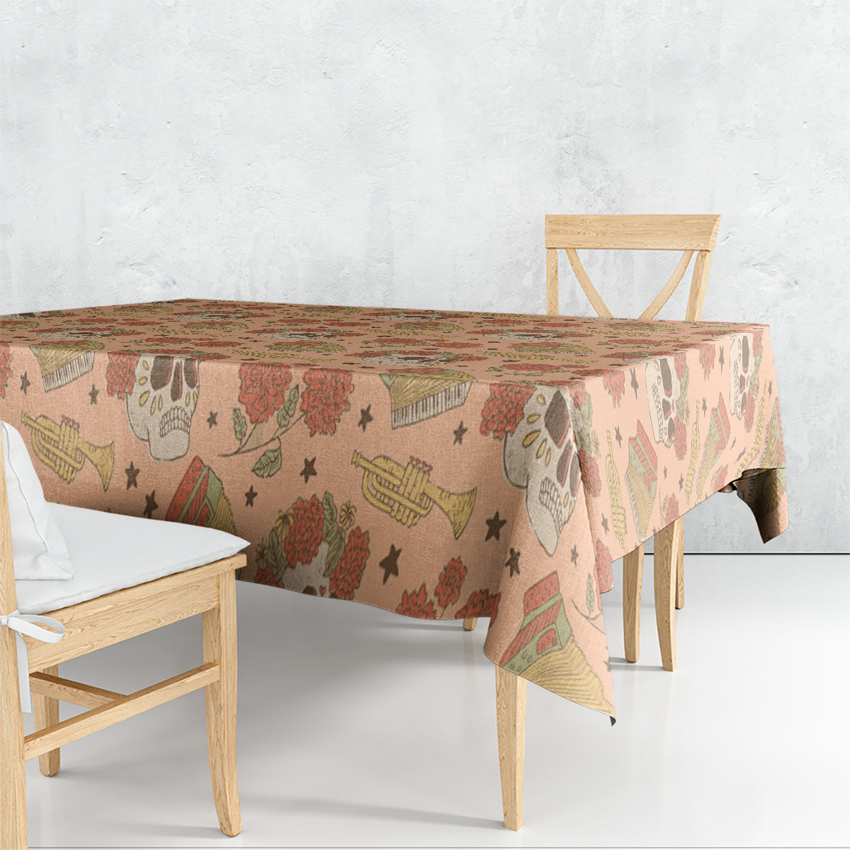 Day of the Dead Tablecloth Sugar Skulls - Wonder Print Shop